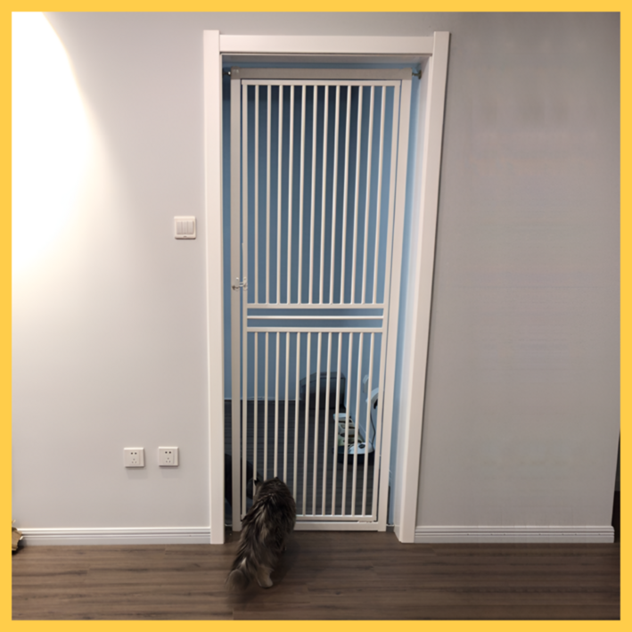 [비비펫] 2M 높은 고양이 안전문 양방향 펫도어 방묘문 베란다 울타리 양개형 캣도어, 1세트, 화이트