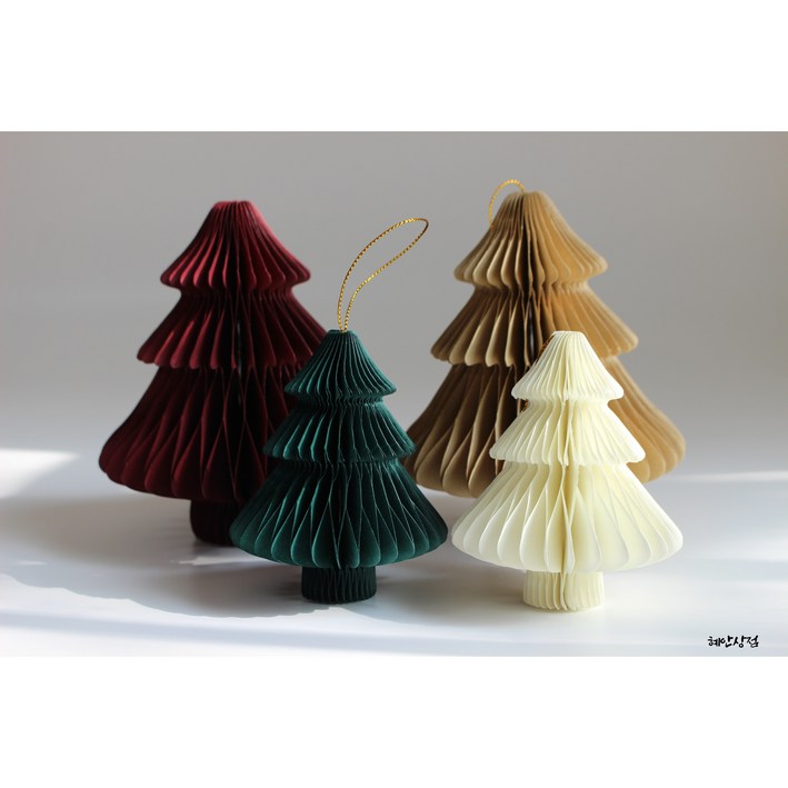 혜안상점 크리스마스 종이트리 미니 소형 테이블장식 데스크장식 접이식트리 자석, 다크그린(10cm)