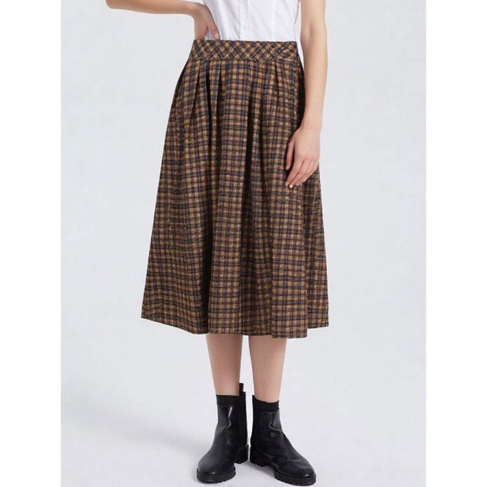 베스띠벨리 카멜프린트 체크 플레어 스커트 BHSAI2325