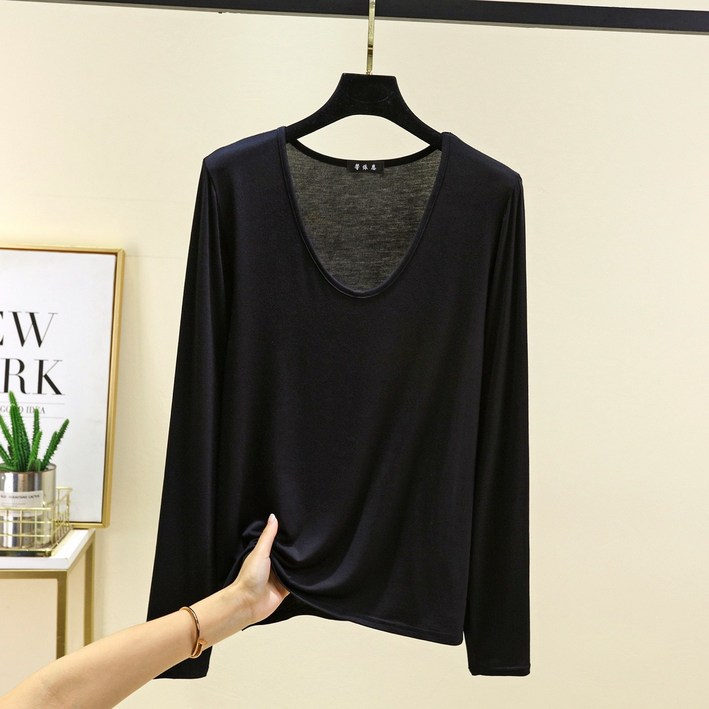 여성 빅사이즈 모달 유넥 긴팔 티셔츠 2XL~5XL KX-2515