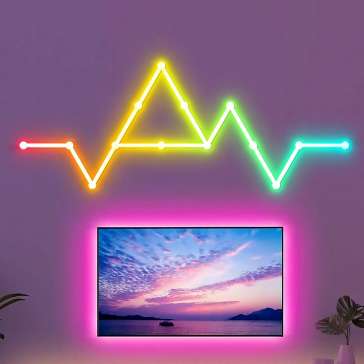 Meyuge DIY 조립식 벽조명 간접조명 RGB 스마트 모듈식 패널 인테리어 게이밍책상led등, 리모콘APP 6PC Meyuge DIY 조립식 벽조명 간접조명 RGB 스마트 모듈식 패널 인테리어 게이밍책상led등, 리모콘APP 6PC
