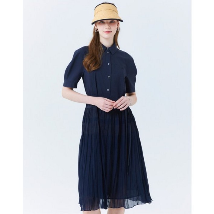 백화점정품 헤지스레이디스 원피스 클리어런스네이비 스트랩 면혼방 셔츠형원 HSDR4B404N2 하객