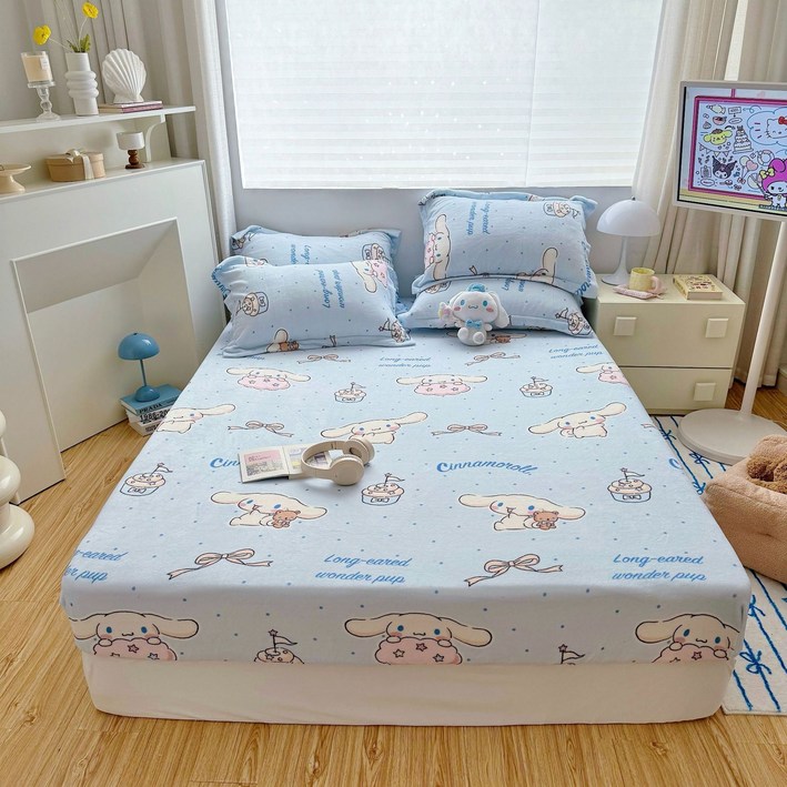 부드러운 산리오 캐릭터 따뜻한 극세사 침대커버 매트리스커버
