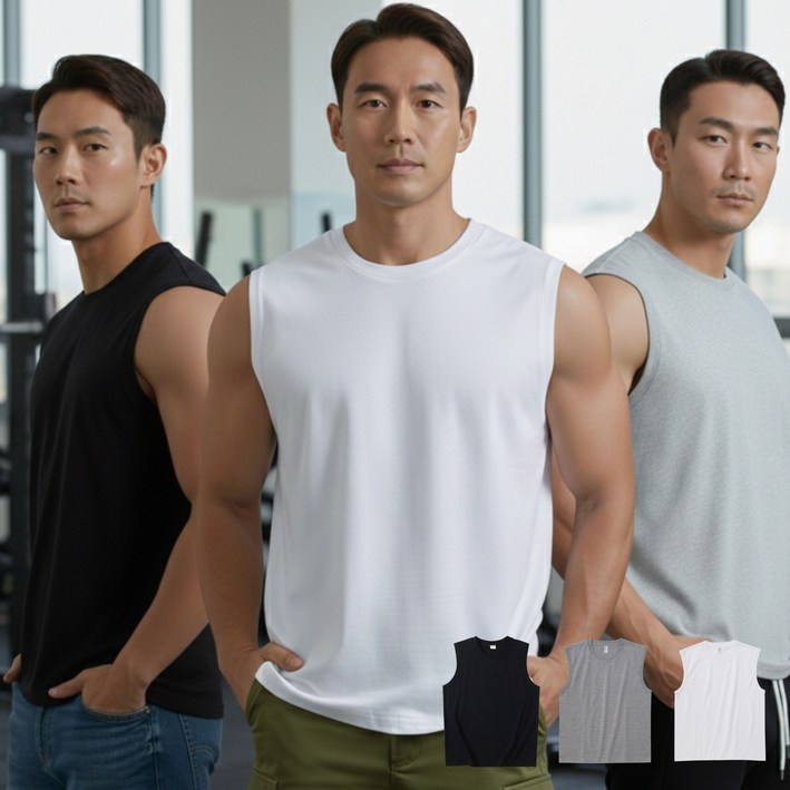 국민나시 헐크핏 남성 무지 나시 3p 스포츠 머슬 런닝