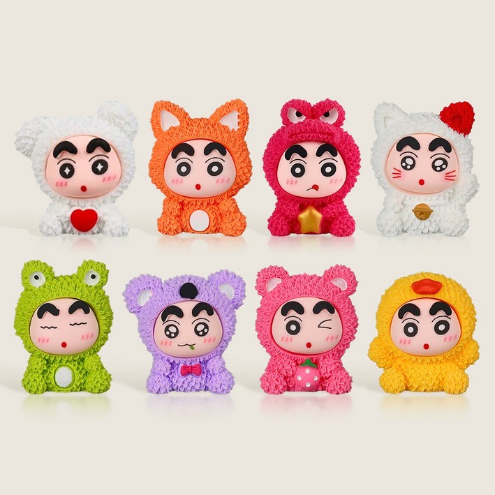 OFFCURVE 감성 파스텔 캐릭터 데코 소품, 1세트, 8개별