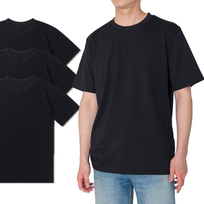 맥스모어 빅사이즈 남녀공용 오코텍스 30수 순면 무지 반팔티 3장