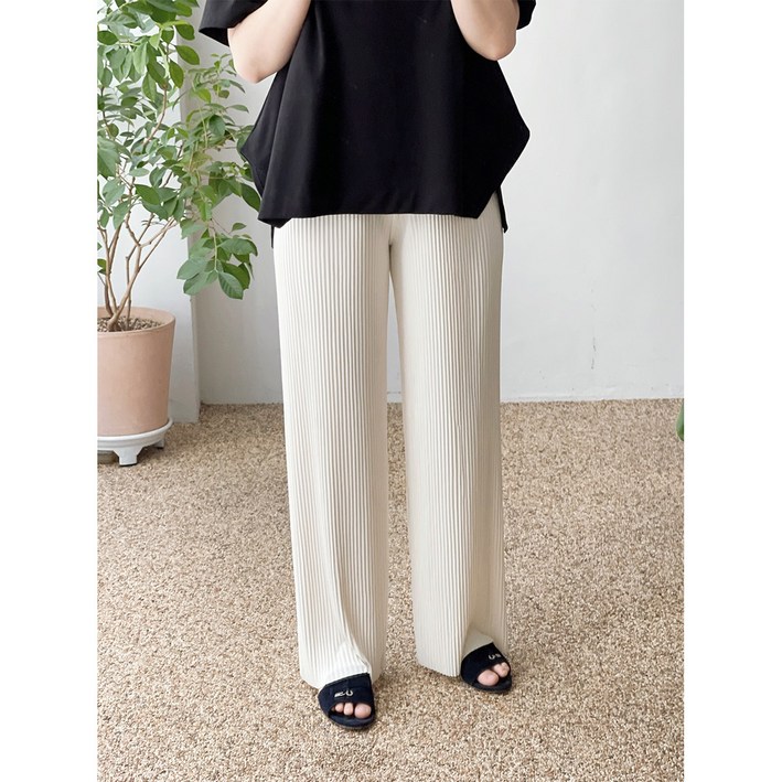 복희생활 여성 플리츠 팬츠 쿨바지 쿨 팬츠 밴딩 와이드팬츠