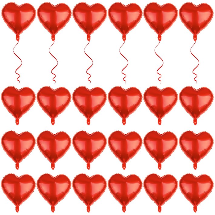 밸런타인데이 생일 파티 하트 은박풍선 45cm 세트 빨간 리본 2개 포함하트 풍선 웨딩 파티 장식 이벤트 장식용 풍선