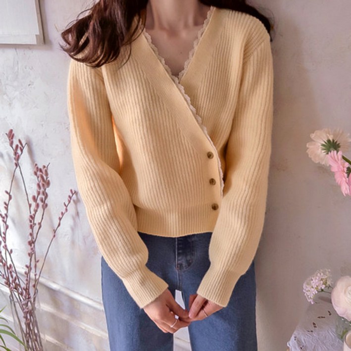 리린 스텔라빈 물결레이스 스프링랩 니트 2790679