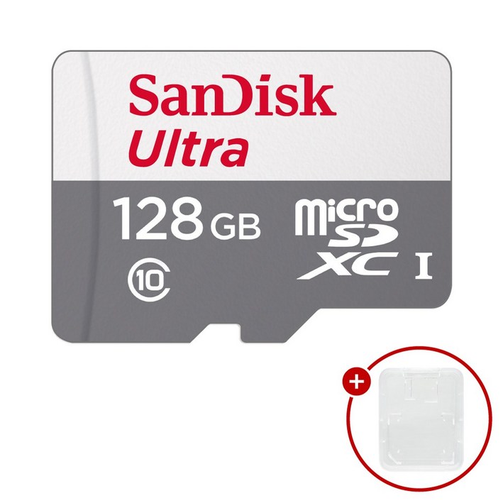 샌디스크 마이크로SD카드 울트라 SDSQUNR-128GB + SD카드 케이스, 1개, 128GB