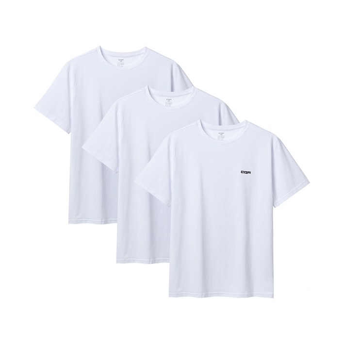 3PACK 기본 면 스판 라운드 반팔 티셔츠