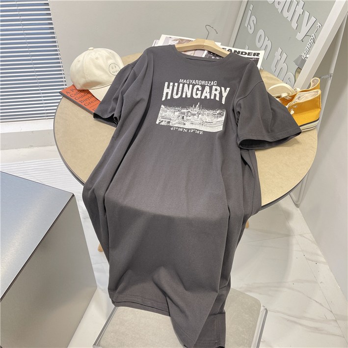 HUNGARY 여성 캐주얼 반팔 원피스
