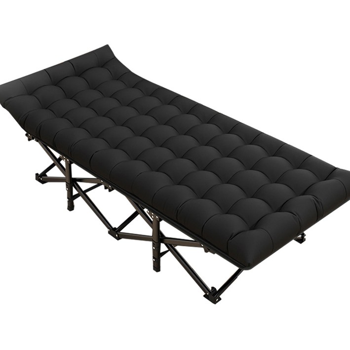 프리미엄 무설치 접이식 사무실 허리 보호 낮잠의자 고강도 접이식 야전침대+전용가방 접이식의자 리클라이너 휴대용 접이식 침대 소음 없고 헤드 조절 가능, 블랙