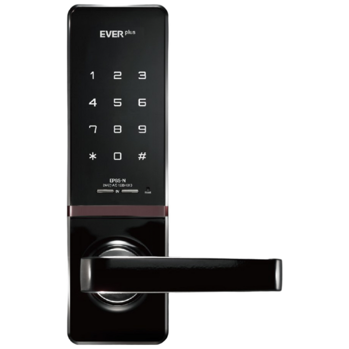 에버넷 무타공 도어락 현관 번호키 에버플러스 EP85 블랙 (번호전용,카드)