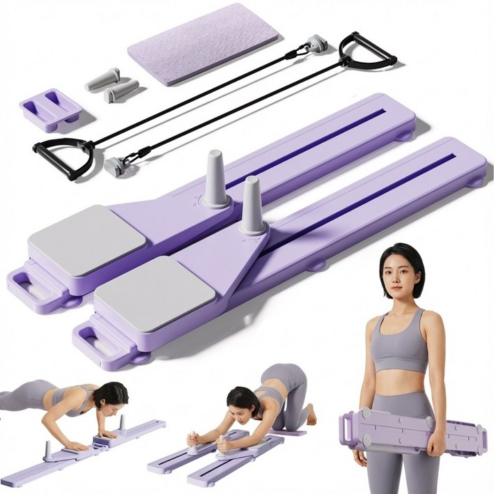 KUS 4in1 홈 필라테스 분리형 AB슬라이드 튜닝밴드  논슬립 양말 증정, 보라색, KUSAb Roller V2