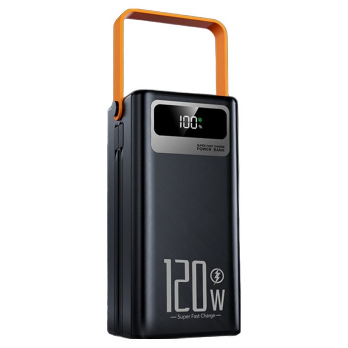 [5시건 당일출고] 고속충전 80000mAh 초대용량 보조배터리 LED조명 충전잔량표시 캠핑 낚시 차박, 블랙