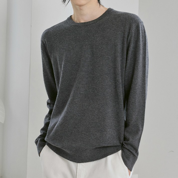 210에디트 남녀공용 캐시미어 블렌디드 라운드넥 니트 ZZ5SW010