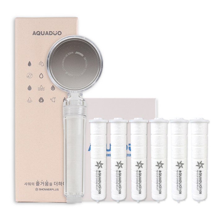 아쿠아듀오 SF580 필터샤워기 헤드  세디먼트 리필 6p 세트, 1개, 클리어