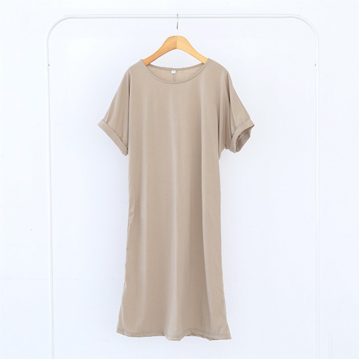 페이퍼먼츠 롤업 반팔소매 라운드 데일리 원피스 01527