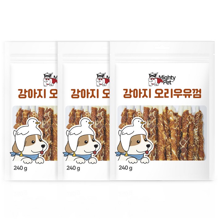 마이티펫 강아지 우유껌스틱 간식, 오리우유맛, 240g, 3개