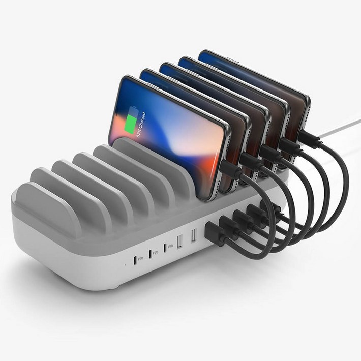 미라클엠 120W 멀티 고속 10구 충전기 C타입 케이블 10P, 혼합색상, 1개