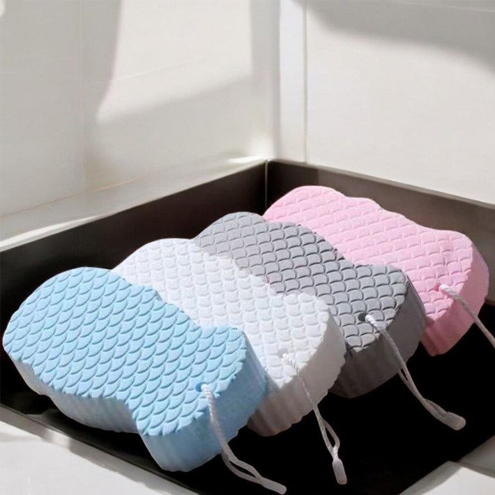 앞날창창 스펀지 때밀이 4종 세트, 화이트  블루  그레이  핑크, 1세트