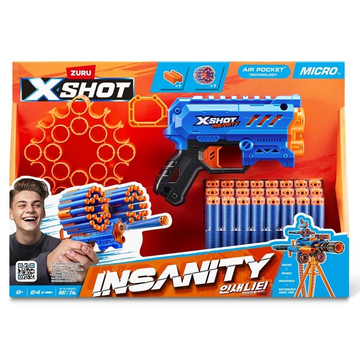 엑스샷 아이비젼 아동용 엑스샷 인새니티 마이크로 24 스펀지 다트 장난감 총