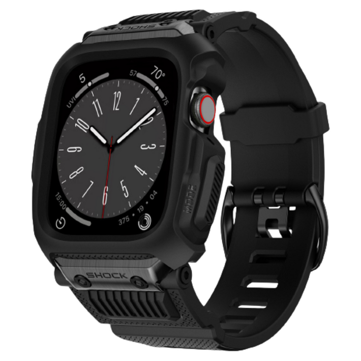 칸탐 애플워치 호환 지프로텍션 풀커버 케이스 스트랩 44 45mm, 블랙