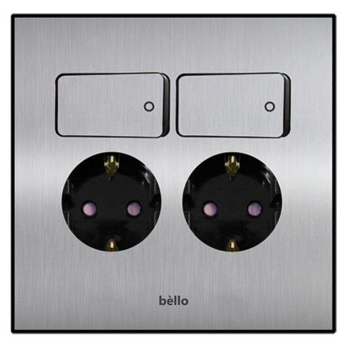 위너스 벨로  스위치부착 2구 콘센트 실버