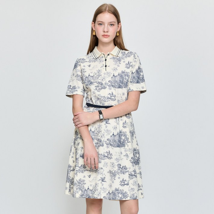 헤지스 여성용 H Toile 뜨왈 피케 원피스