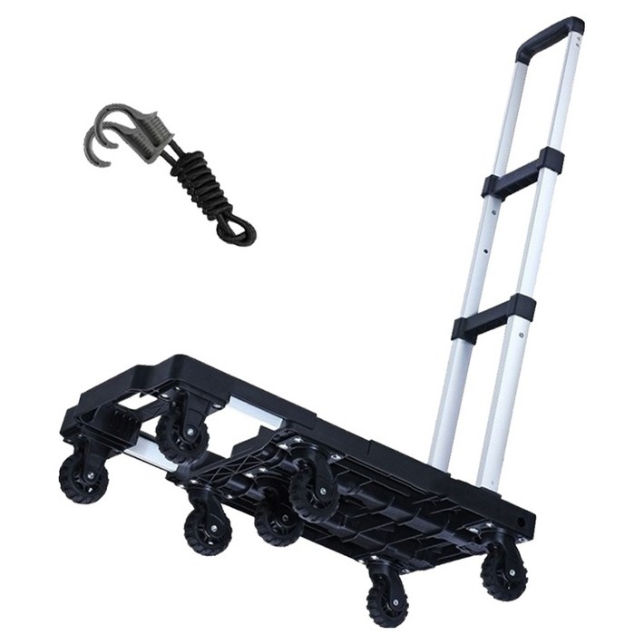 엘투리버스 길이 확장형 접이식 폴딩 저소음 7바퀴 캐리어 구르마 핸드카트  고정끈 세트, 블랙, 1개