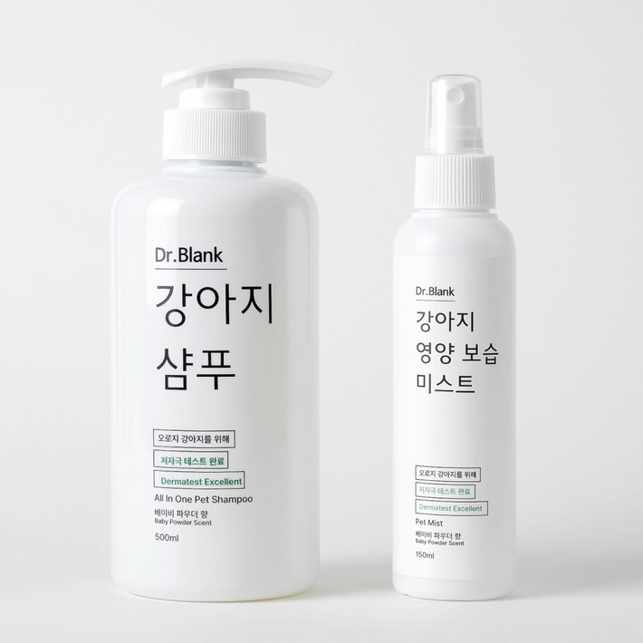 닥터블랭크 반려견 저자극 샴푸 500ml  미스트 150ml 세트 플럼레인향, 1세트