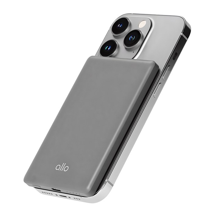 알로코리아 초슬림 맥세이프 무선 고속 충전 보조배터리 C타입 5000mah, allo501MW, 그레이