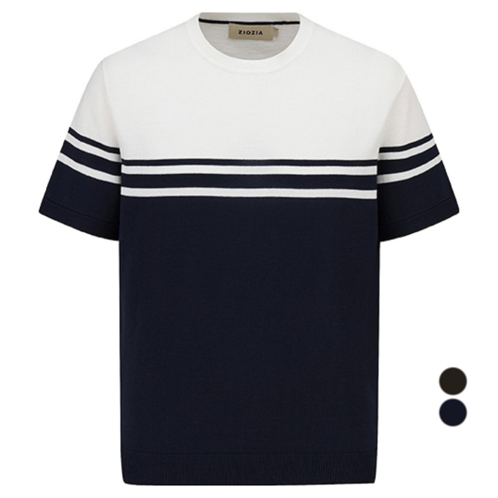 지오지아 남성용 미라쿨 블럭패턴 반팔 니트 AEF2ER1102