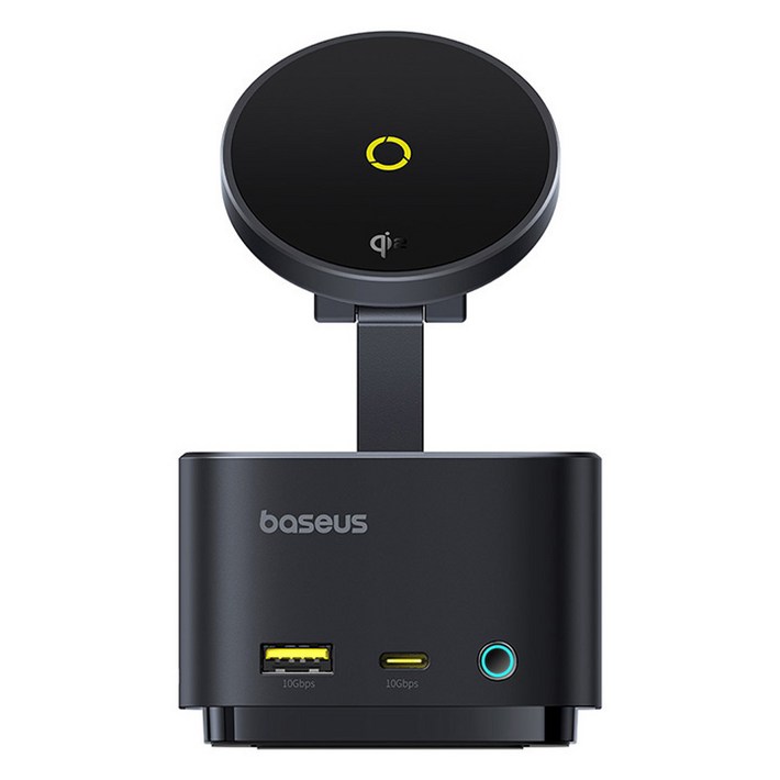 베이스어스 맥프로2 7in1 멀티허브 Qi2 15W 맥세이프 무선충전기 BSOH122, 블랙, 1개