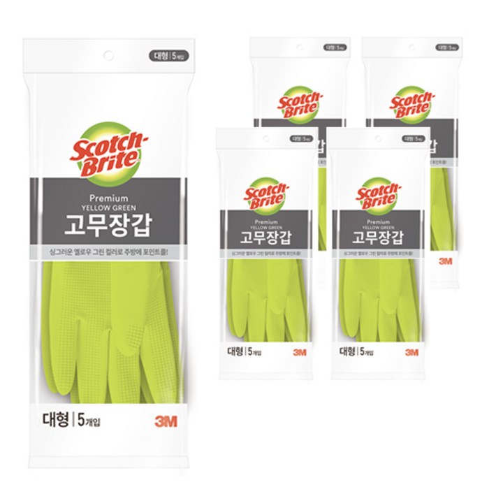스카치브라이트 프리미엄 고무장갑, 옐로우 그린, 대L, 1세트 스카치브라이트 프리미엄 고무장갑, 옐로우 그린, 대L, 1세트
