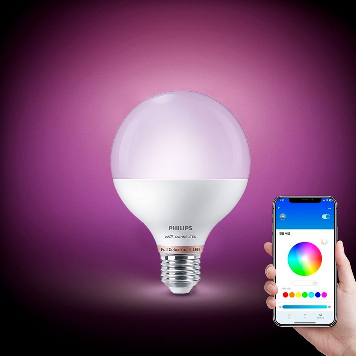 필립스 위즈 컬러 앰비언스 LED 스마트 볼전구 11W 필립스 위즈 컬러 앰비언스 LED 스마트 볼전구 11W