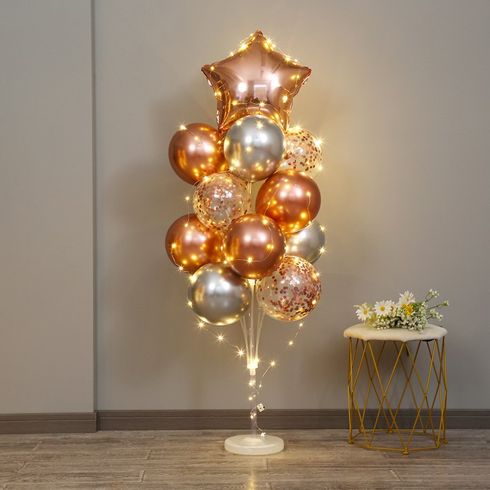 피앤비유니티 라이트 풍선 기둥 로즈골드별