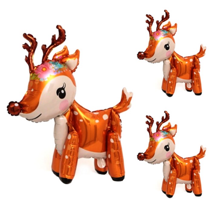 인디케이 크리스마스 루돌프 호일풍선 3p, 단일색상, 3개