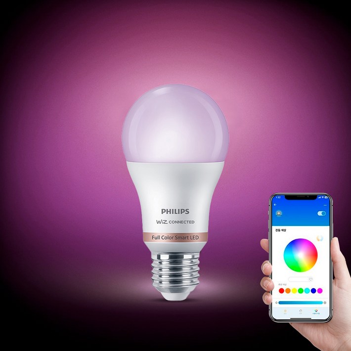 필립스 위즈 컬러 앰비언스 LED 스마트 전구 8.5W 필립스 위즈 컬러 앰비언스 LED 스마트 전구 8.5W
