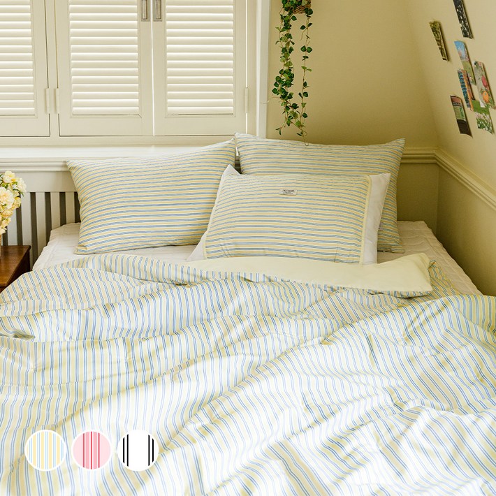 더자리 미드센츄리 모던스트라이프 차렵이불