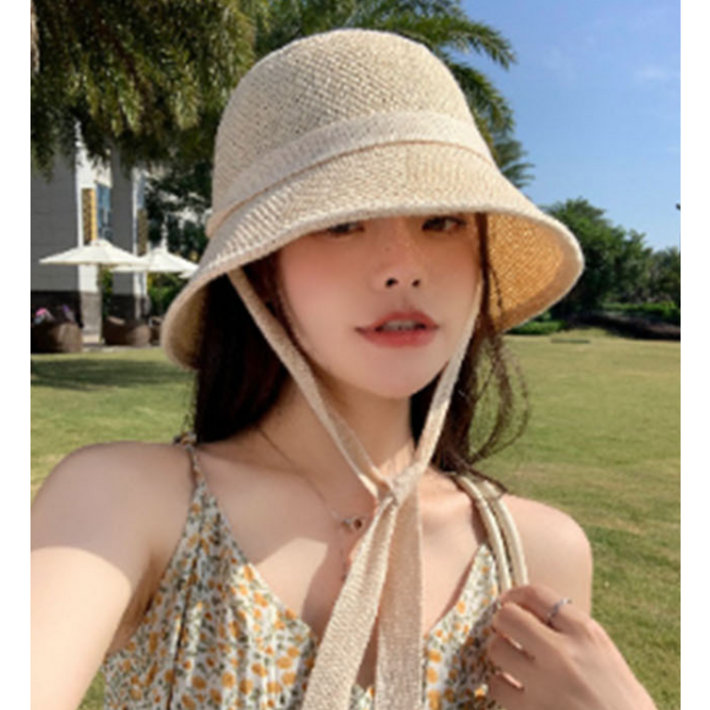 밀짚 왕골 나들이 모자