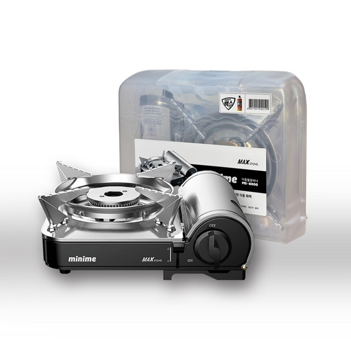 minime 맥스 미니 가스렌지 MS8000  안전 캠핑용품 버너 휴대용 식당 불판 부르스타 가스버너, 1개, 그레이