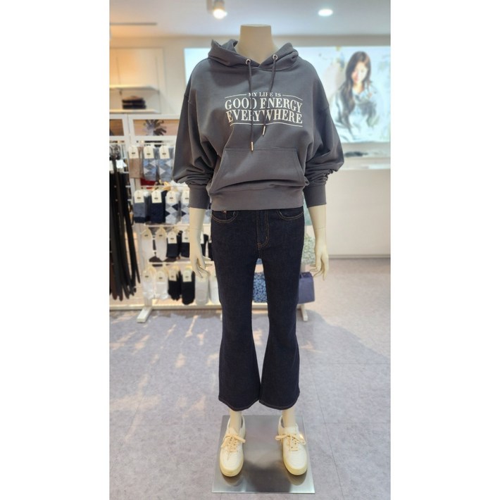 지오다노 여자 세미크롭 후드티셔츠굿에너지 325512