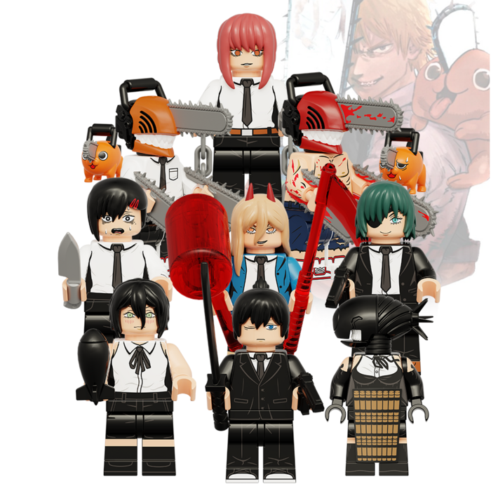 FunKKU 체인소맨 캐리터 피규어 블록 덴지 주인공 9종 블럭세트, 1세트