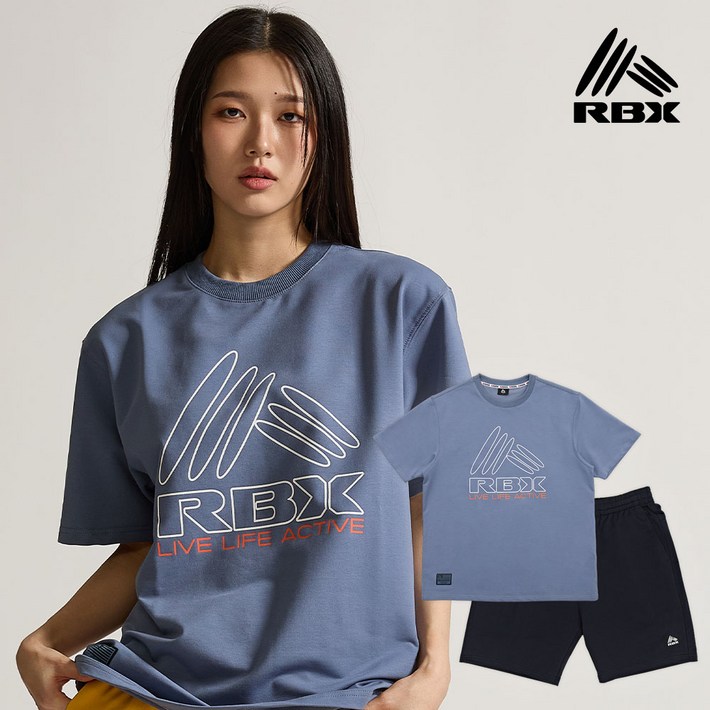 RBX 남여공용 반팔 반바지 셋업 오버핏 운동복 세트 여름 상하의 세트 반팔 티셔츠 반바지 트레이닝복