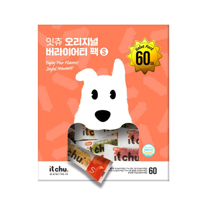잇츄 오리지널 S 버라이어티팩 60개입 덴탈껌 4가지맛, 720g, 1개