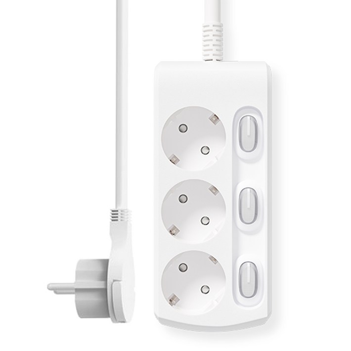 러그박스 3구 개별 이지콕플러그 납작 멀티탭 화이트 1.5m/3m/5m