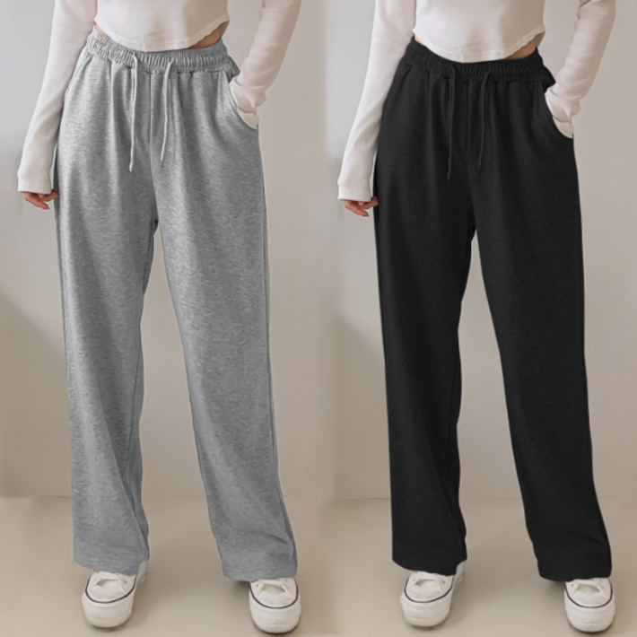 디어스킨 여성 세미 와이드 트레이닝 밴딩 팬츠 2p