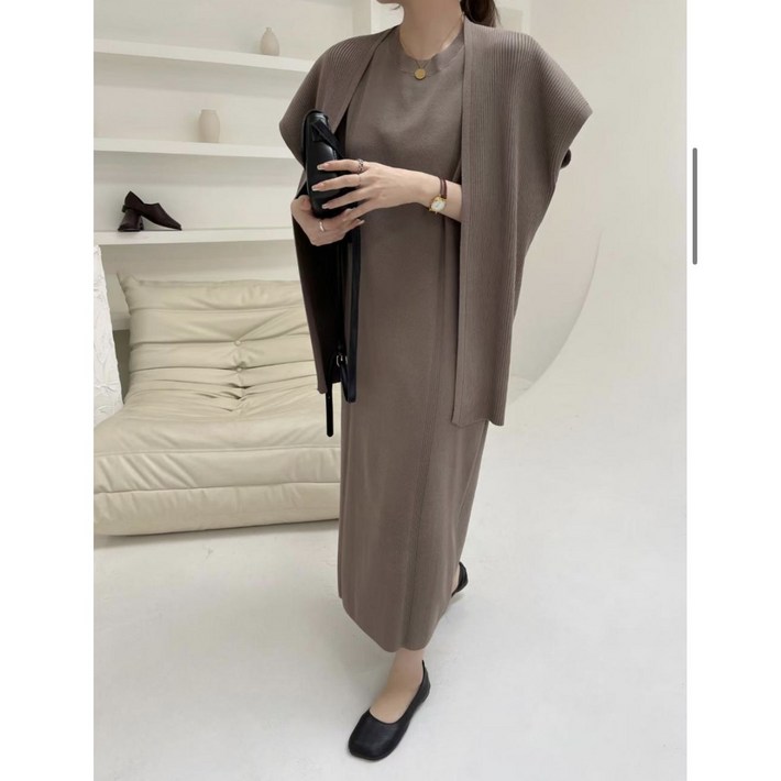 아델 니트원피스 가디건 세트 체형커버 데일리룩